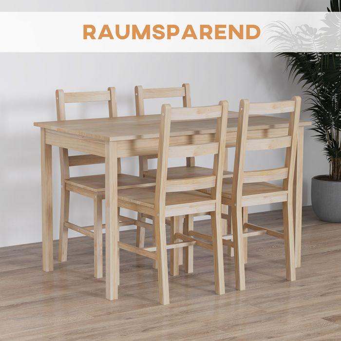Immagine prodotto Swisshandel24 Set da pranzo da 5 pezzi Tavolo da pranzo con sedie Gruppo di sedute, legno massiccio (Legno)
