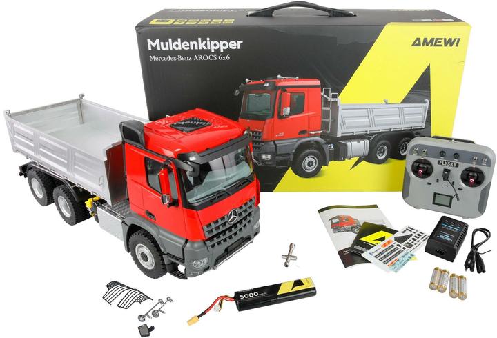 Immagine prodotto Amewi Mercedes-Benz Arocs Muldenkipper 6x6 1:14 RTR rot (RTR pronto all'uso)