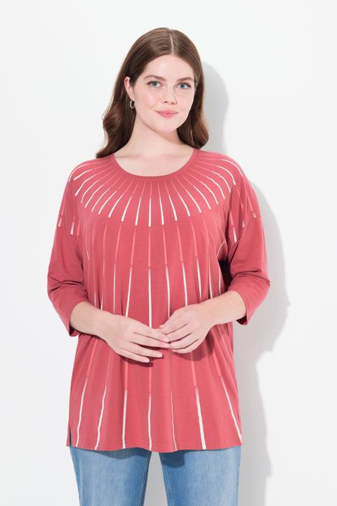 Immagine prodotto Ulla Popken Maglia dal taglio oversize in cotone biologico con scollo a girocollo e maniche a 3/4 (50, 52)