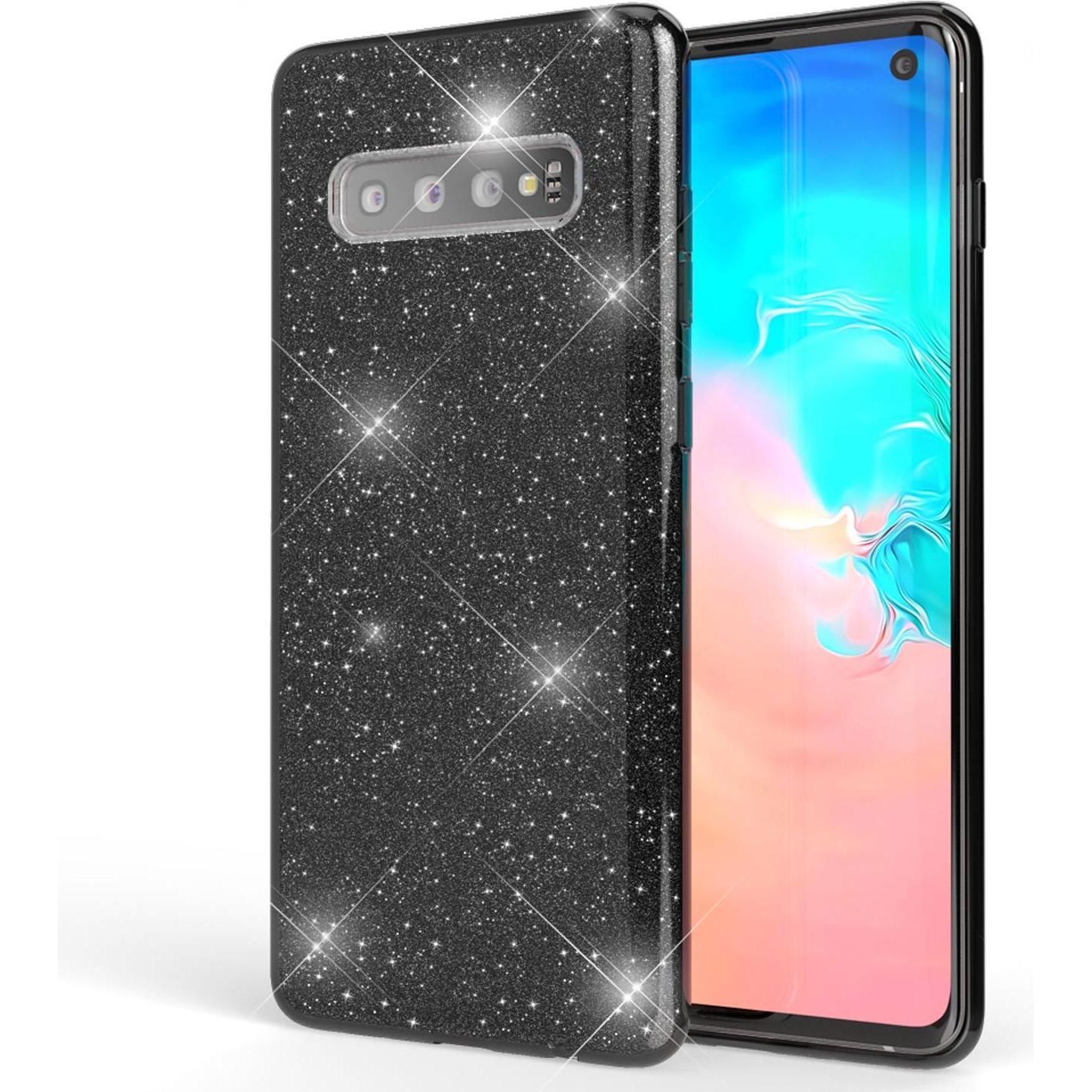 Nalia Glitzer Hülle (Samsung Galaxy S10+), Smartphone Hülle, Schwarz