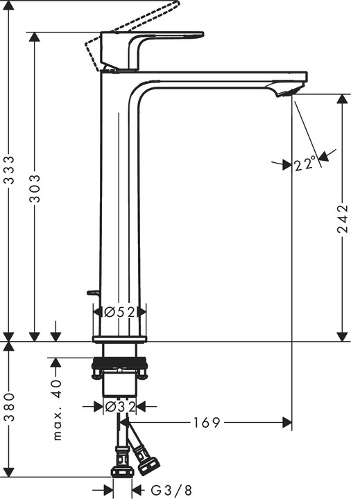 Produktbild hansgrohe HG Einhebel-Waschtischmischer Rebris S 240 CoolStart EcoSm m ZAG mattschwarz