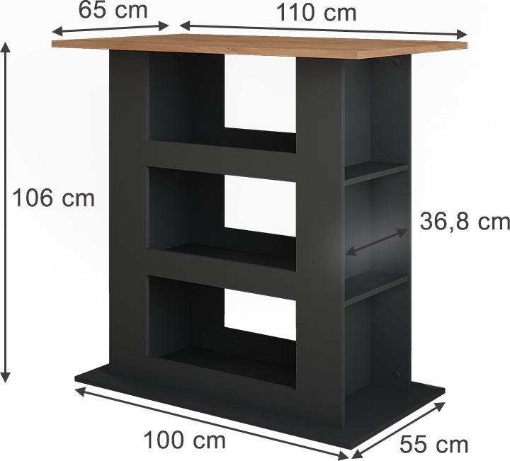 Actual product image Vicco Bar table Repose, Gold power oak/anthracite, 110 x 65 cm