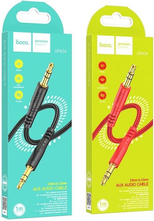 Produktbild Hoco Cable kabel AUX Jack 3,5 mm (male) to Jack 3,5 mm (male) UPA24 1 m black (1 m, AUX Kabel)