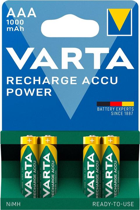 Image du produit Varta Recharger Accu Power (4 pcs, AAA, 1000 mAh)