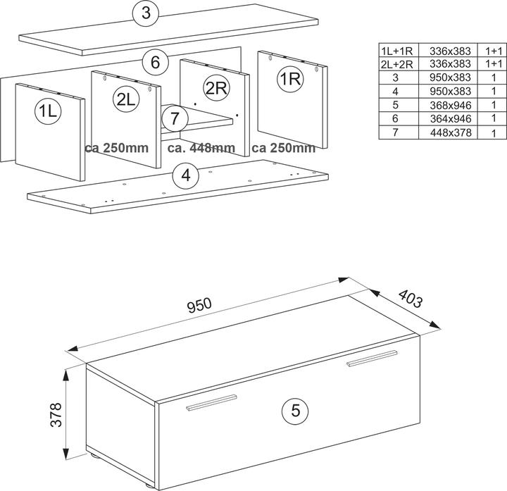 Image du produit VCM Bois Mur TV Lowboard Armoire TV Fernso (95 x 36 x 40 cm)