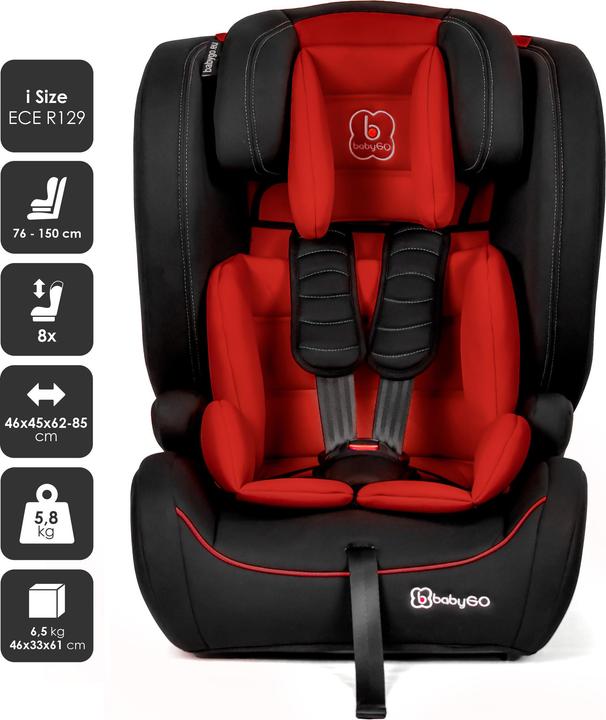 Produktbild BabyGo FreeMove Isize, rot (Kindersitz, ECE R129/i-Size Norm)