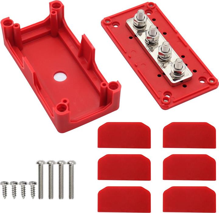 Image du produit Offgridtec BusBar Box Rouge 4 x M8 boulons de connexion, y compris le couvercle et les vis de fixation