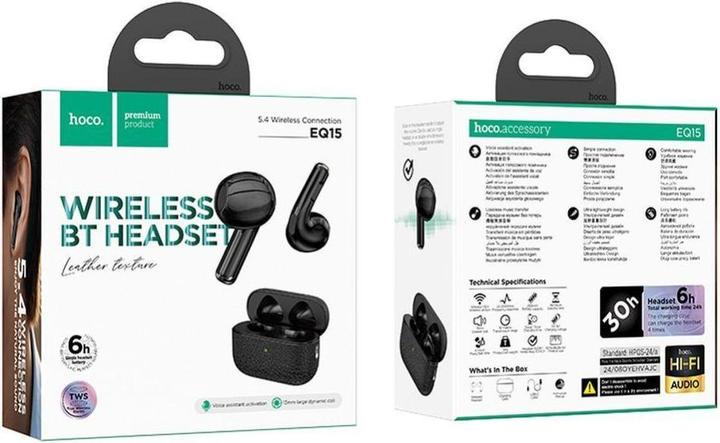 Actual product image Hoco Wireless headphones wireless earphones bluetooth TWS EQ15 black (6 h)