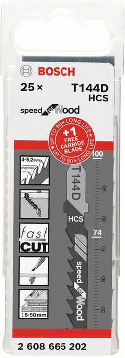 Actual product image Bosch Professional Zubehör Jigsaw blade set T144D 25 pcs + 1x EXPERT jigsaw blade T144 DHM