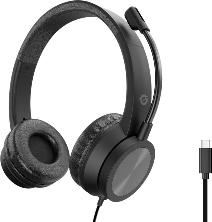 Conceptronic Headset Geräuschunterdrückung,USB-C,2.0m sw (Cable, USB-C)
