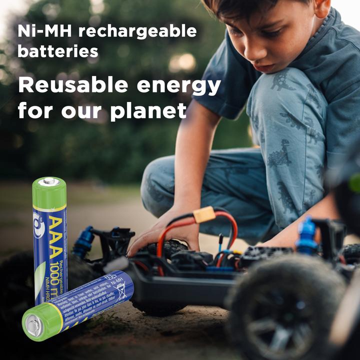 Actual product image Energenie EG-BA-AAA10-01 Household Rechargeable Battery Nickel Metal Hydride (NiMH) (2 pcs., AAA, 1000 mAh)