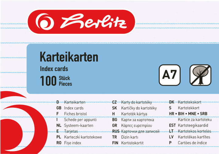 Energy Label Herlitz Index cards (A7, 170 g/m², 100 x)