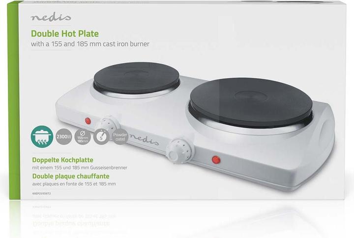 Actual product image Nedis Electric hot plate | cooking zone: 2 | 2300 W | overheating protection | white