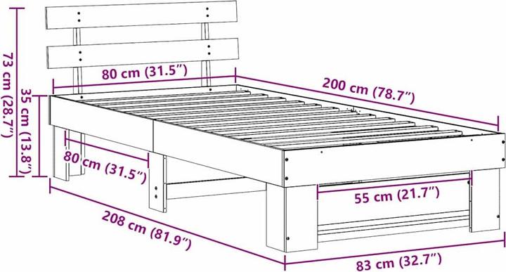 Image du produit vidaXL Modernes Bett (80 x 200 cm)