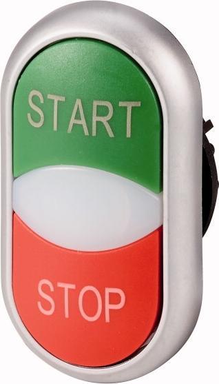 Image du produit Eaton Double bouton poussoir Double bouton poussoir, + témoin lumineux, vert T/blanc/rouge STOP