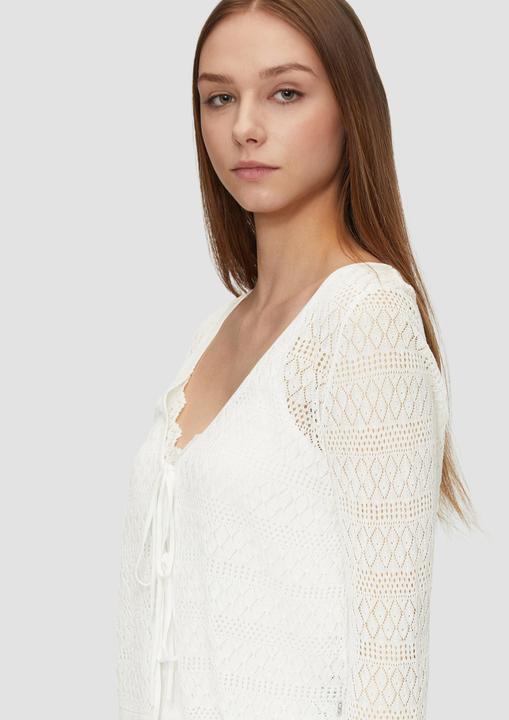 Image du produit s.Oliver Strickjacke Transparente Feinstrick-Jacke mit Ajourmuster und Binde-Details (L)