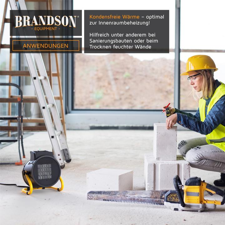 Actual product image Brandson Fan heater 3000 Watt, Fan heater 3 kW, Ceramic electric fan heater for construction site, Ceramic (3000 W)