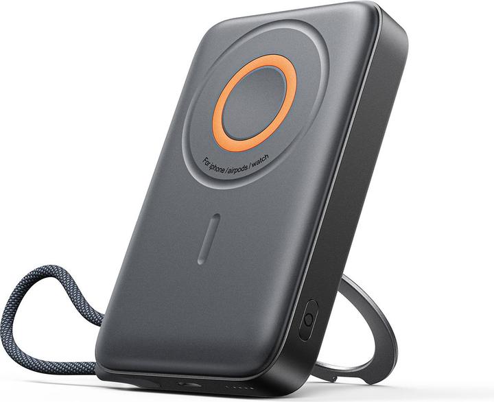 Joyroom 22.5W MagSafe Wireless Power Bank 10000mAh with ring stand - Black (10000 mAh, 22.50 W, 38.50 Wh)