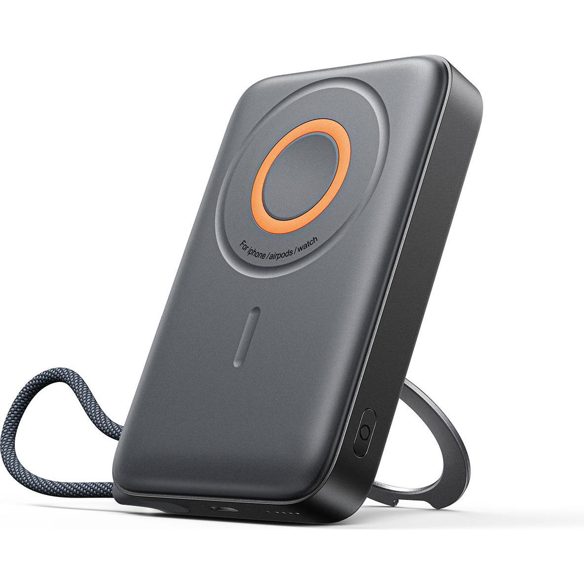 Joyroom 22.5W MagSafe Wireless Power Bank 10000mAh with ring stand - Black (10000 mAh, 22.50 W, 38.50 Wh), Powerbank, Nero