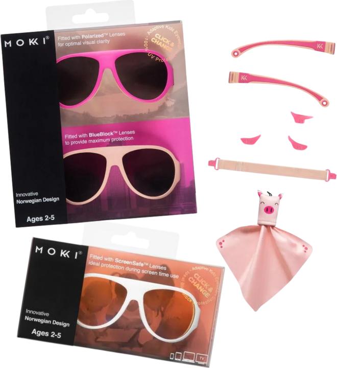 Immagine prodotto Mokki Occhiali da sole per bambini rosa 2-5 anni click & change