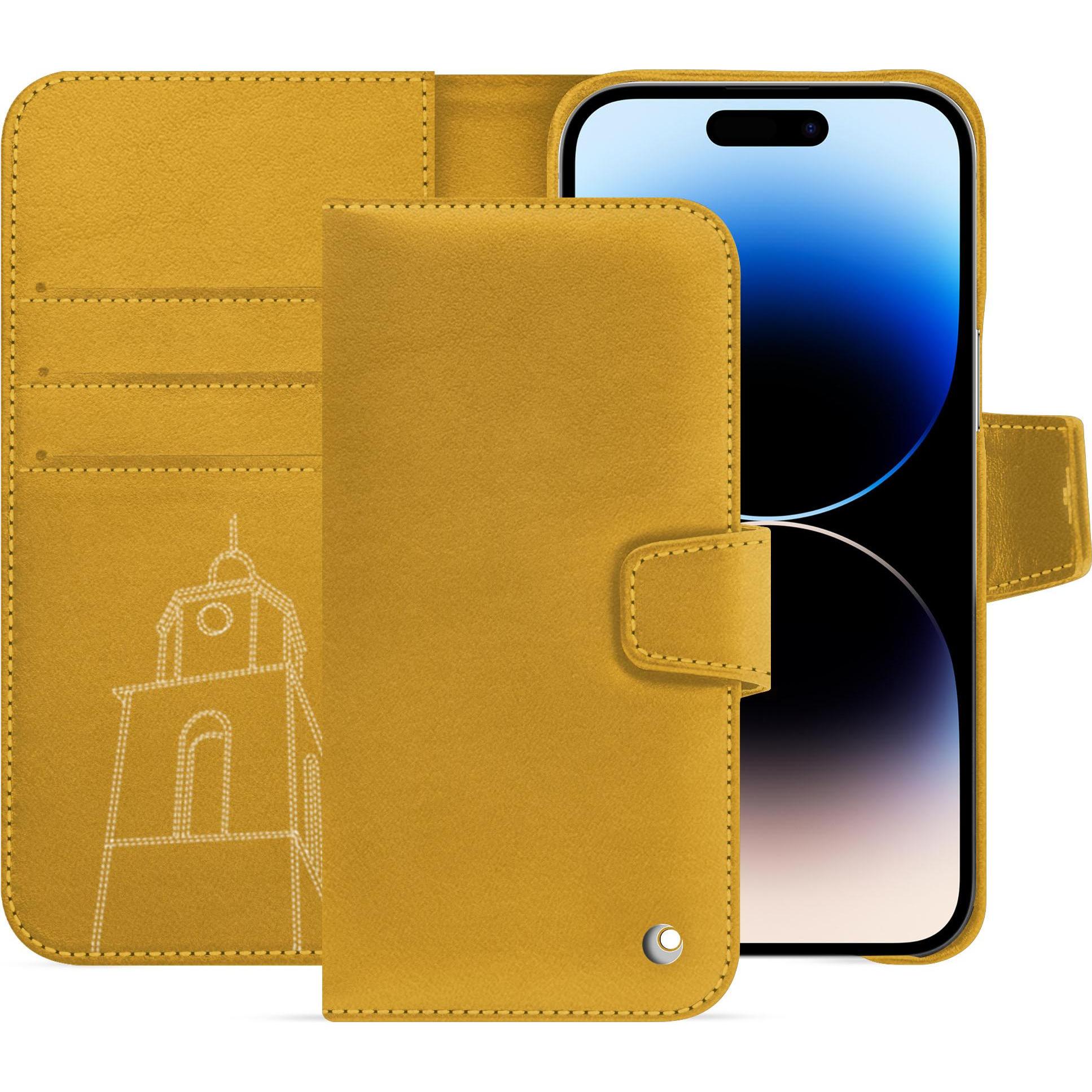 Noreve Lederschutzhülle Apple iPhone 15 Pro Max (Apple iPhone 15 Pro Max), Smartphone Hülle, Orange