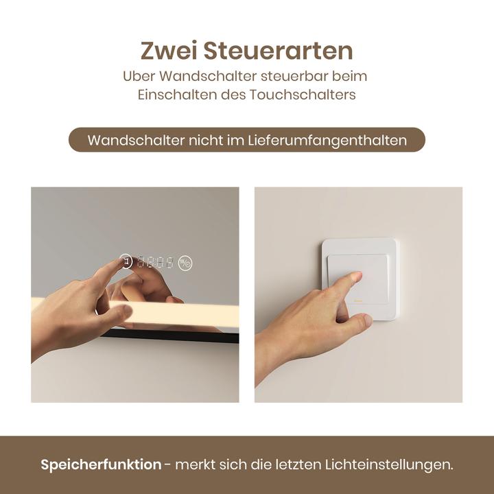 Produktbild Emke Badspiegel mit Beleuchtung 70*50cm,Beschlagfrei, Temperatur und Uhr Kaltweiss(6500K), Dimmbar (50 x 70 cm)