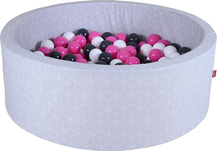 Knorrtoys Bällebad soft - "Geo cube grey" - 300 balls creme/grey/rose (ca. 6cm Durchmesser)