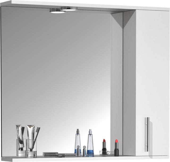 Produktbild VCM Badspiegel Wandspiegel 75 cm Hängespiegel Spiegelschrank Badezimmer Drehtür Beleuchtung Lisalo XL (75 x 14 x 71 cm)