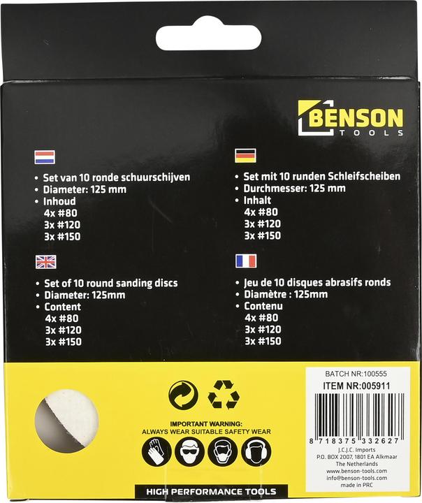 Produktbild Benson Schleifscheiben 10 Stück rund (120, 150, 80)