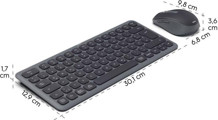 Produktbild Hama Multi-Device-Tastatur-Maus-Set WKM-500 kabellos klein SW QWERTZ DE (DE, Kabellos)