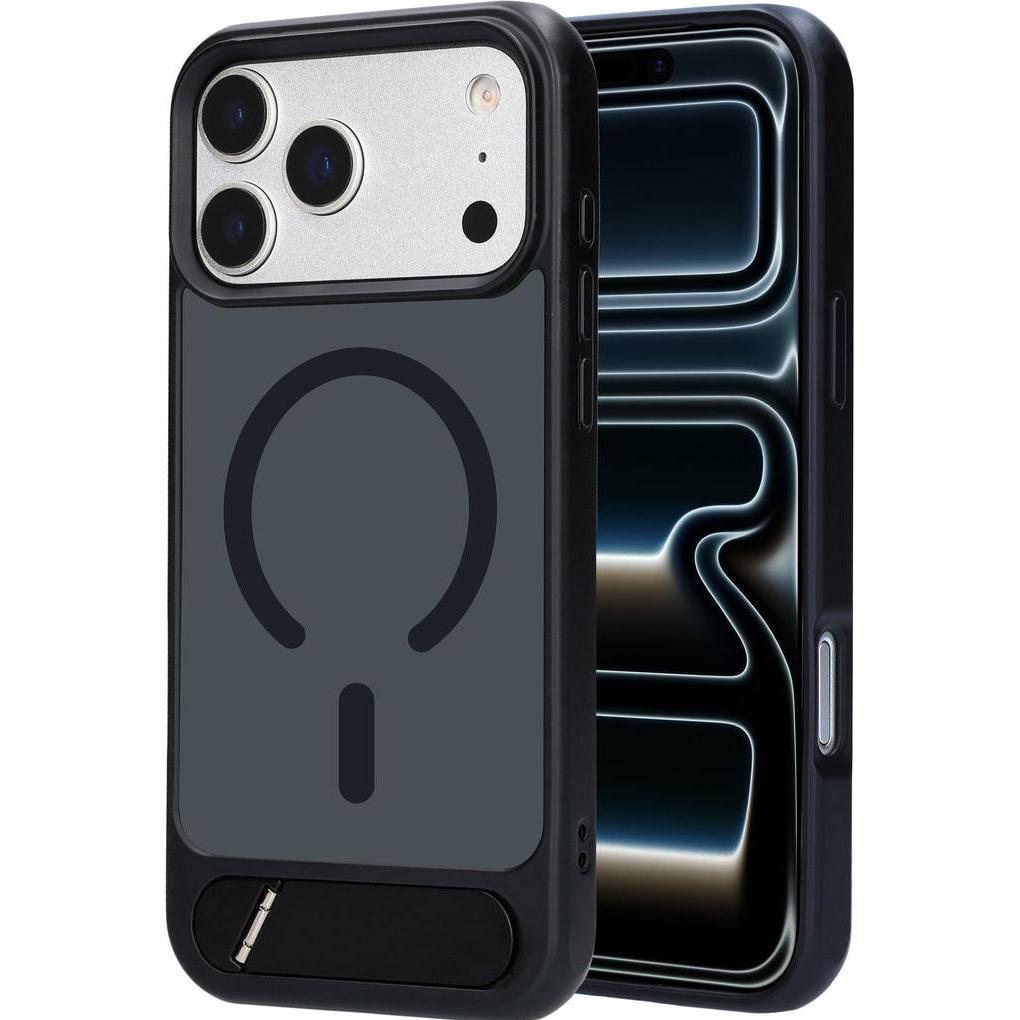 Mobiparts Hardcover Apple iPhone 17 Pro Max with Stand Function Satin Black (Magsafe Compatible) (Apple iPhone 17 Pro Max), Cover smartphone, Nero