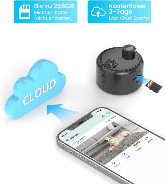 Produktbild Hycency Mini WLAN Überwachungskamera mit 4K und Nachtsicht