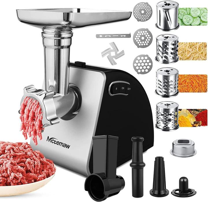 Nictemaw Professional Electric Meat Grinder with Sausage Stuffer, 500W Max Power