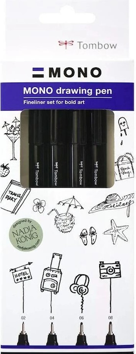Actual product image Tombow Mono Drawing Pen (Black, 4 x)