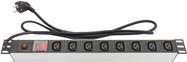 Produktbild Good Connections Steckdosenleiste 48,30cm (19"), 1HE, Schuko-Stecker an 8x C13 Kaltgeräte-Buchse (10A), mit Schalter