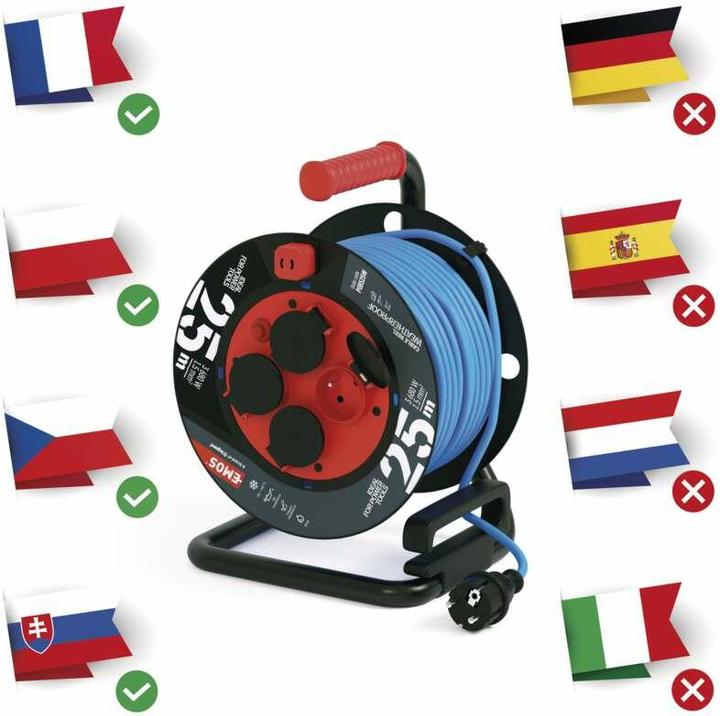 Produktbild Emos P08525W Black, Blue 4 AC outlet(s) (25 m, 1.50 mm²)