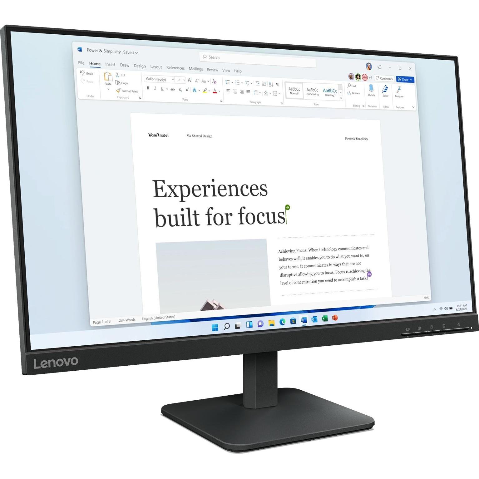 Lenovo L24-4e (1920 x 1080 Pixel, 23.80"), Monitor, Schwarz