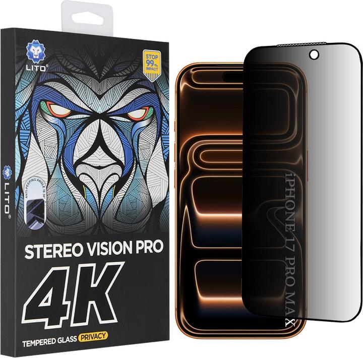 Immagine prodotto Lito - D+ Max 4K Privacy - iPhone 17 Pro Max - Black (Apple iPhone 17 Pro Max)