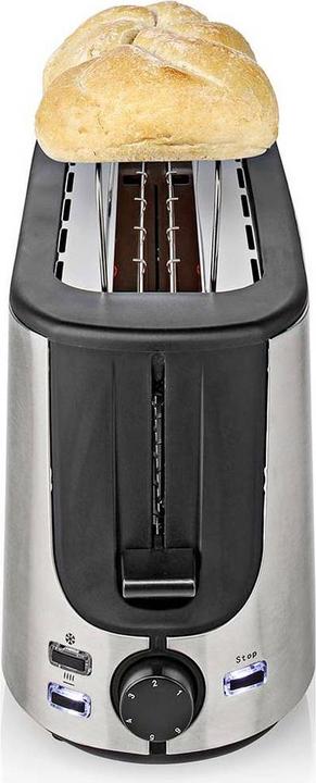 Actual product image Nedis Toaster stainless steel series 1 slot Browning levels: 6 Defrost function Bread roll attachment