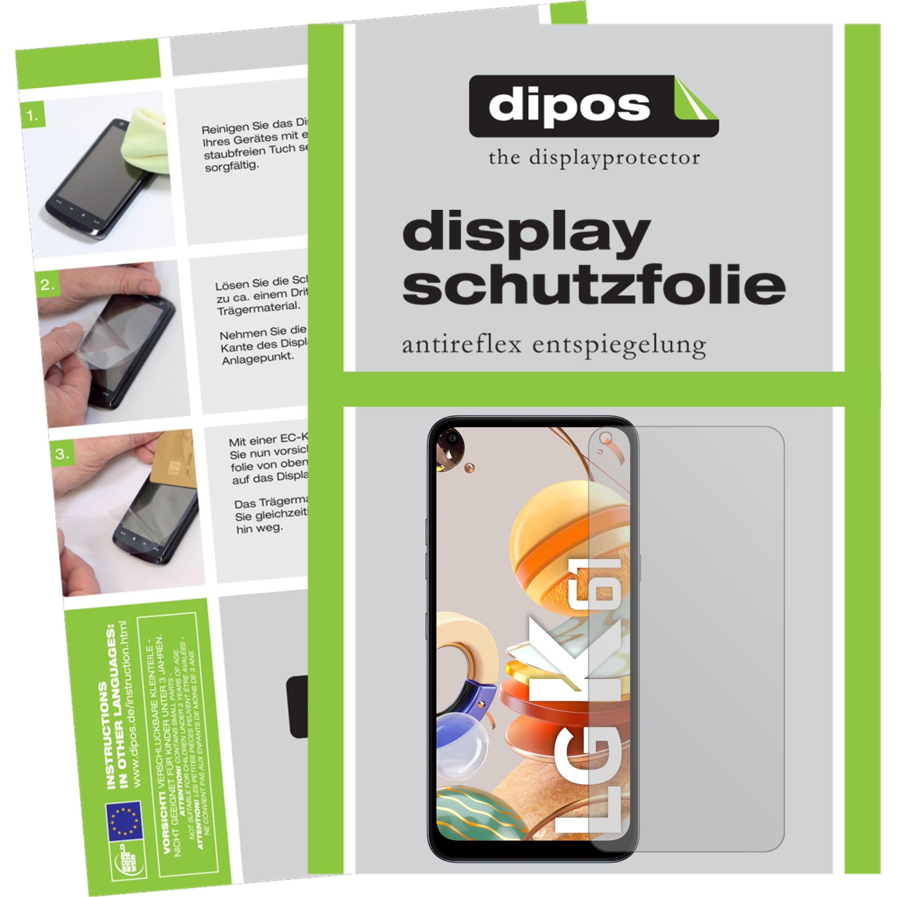 Dipos Displayschutzfolie Antireflex (2 Stück, LG K61), Smartphone Schutzfolie, Transparent
