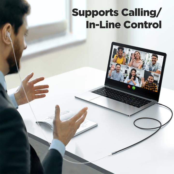 Actual product image Joyroom stereo audio cable AUX 3.5 mm mini jack (male) - mini jack (female) 1.2 m black (SY-A09) (1.20 m, AUX cable)