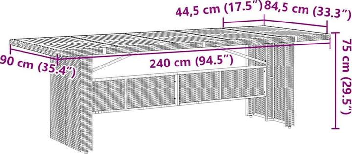 Produktbild vidaXL Terrassenmöbel (240 x 90 x 75 cm)