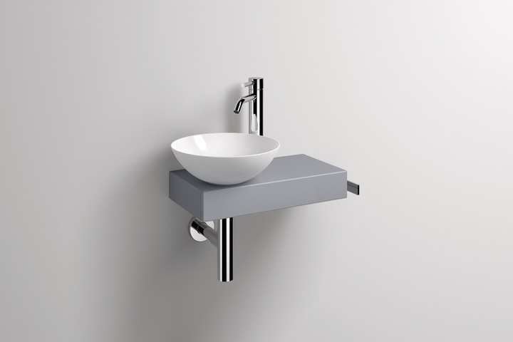 Produktbild Alape Piccolo Novo Waschplatz Set, B/H/T 555/597/320, Schalenbecken weiss, links, mit Armatur, Konso (320 mm, 555 mm)