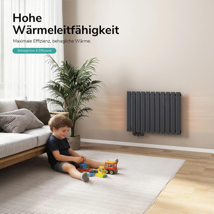 Produktbild Emke Heizkörper, Flachheizkörper mit Zentralanschluss, Anthrazit 63x84cm 618W Einlagig (618 W)