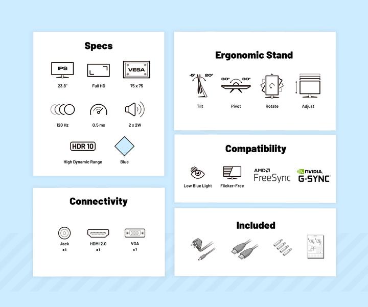 Image du produit Japannext 60,5cm JN-I238FHD120F-HSP-BB 16:9 HDMI blau FHD (1920 x 1080 pixels, 23.80")