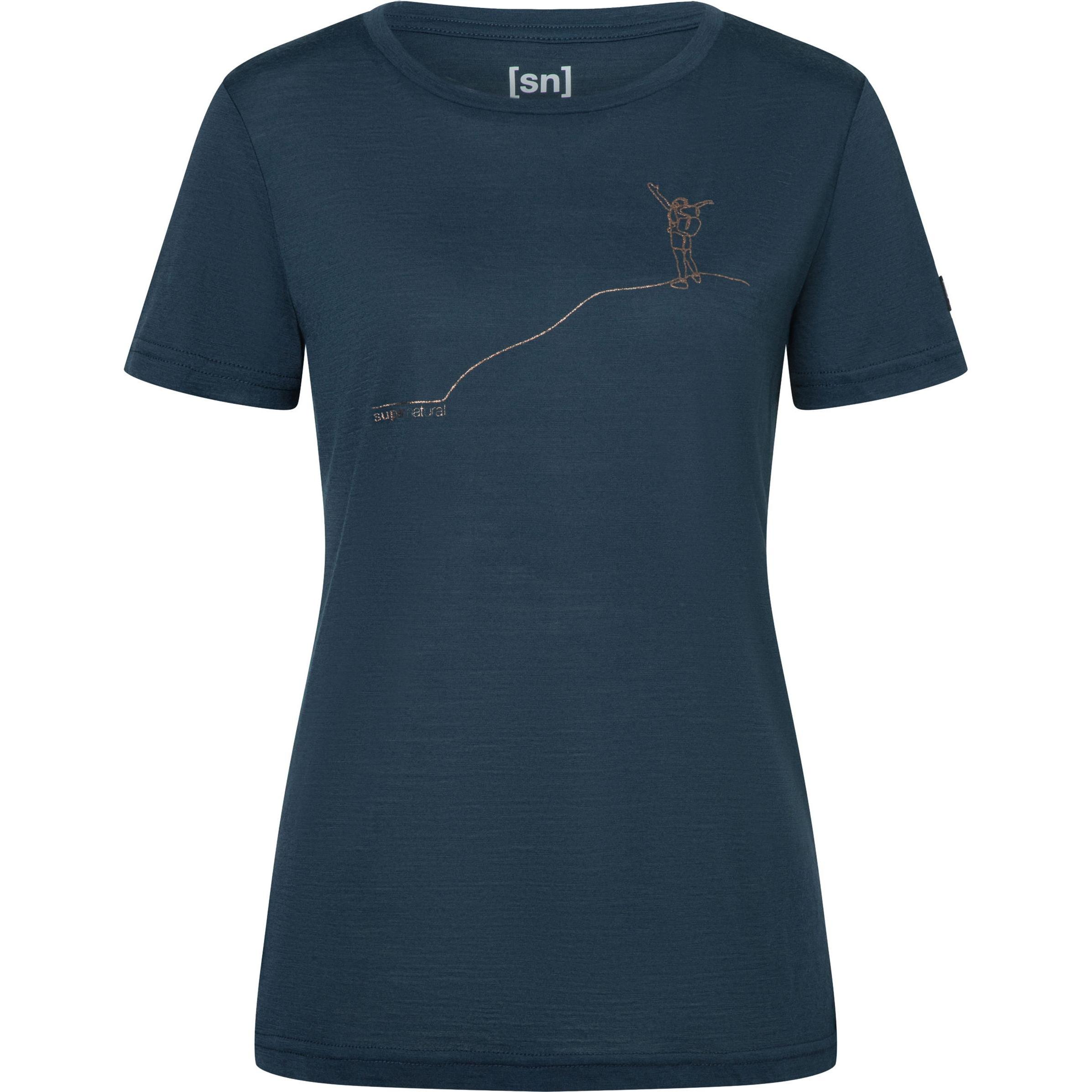 Super Natural, Damen, Sportshirt, W Gipfelglück Tee (S), Blau, S