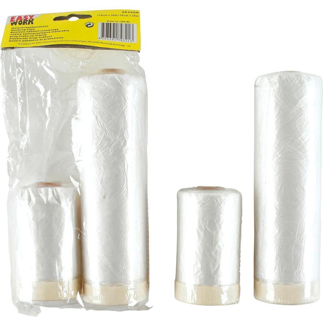 6x Easy Work, Klebeband, Malerkreppbandsatz mit Folie (1100 mm)
