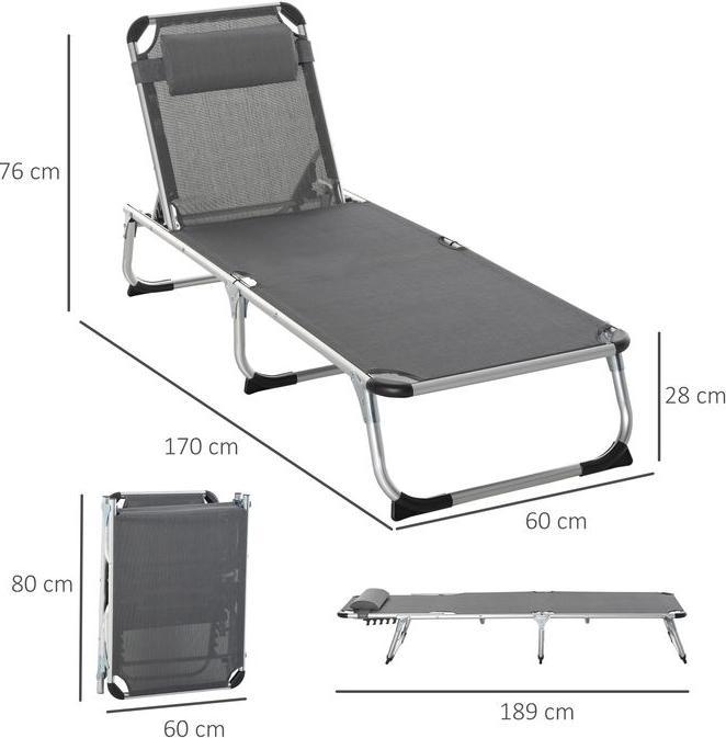 Produktbild Swisshandel24 Sonnenliege Gartenliege Alu Stoffliege Relaxliege 5-fach verstellbar faltbar ergonomisch Netzstoff G (189 cm)