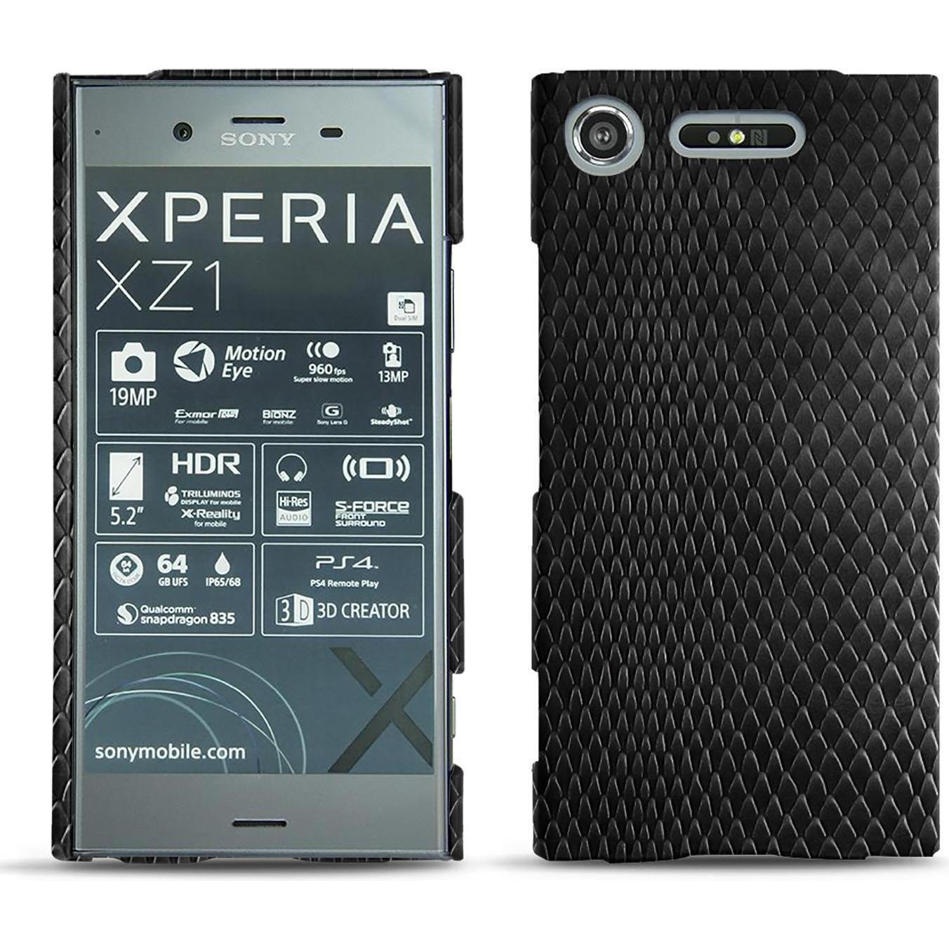 Thumbnail - Noreve Lederschutzhülle (Sony Xperia XZ1), Smartphone Hülle, Schwarz