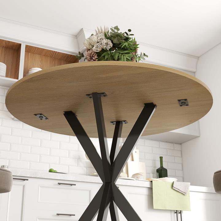 Produktbild Homcom Esstisch Spanplatte, Stahl Eiche (80 x 75 cm)